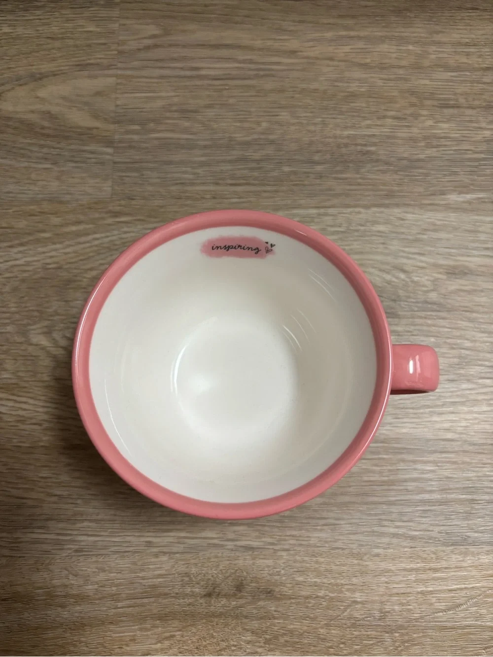 Starbucks Cream Ceramic Teacup with Pink Trim and Floral Motif